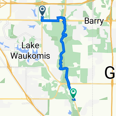 8501 N Green Hills Rd, Kansas City to 2667–2749 NW 64th St, Kansas City