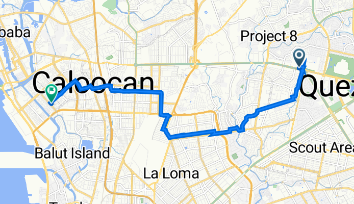 Misamis, Quezon City to 17-84 Langaray Street, Malabon City