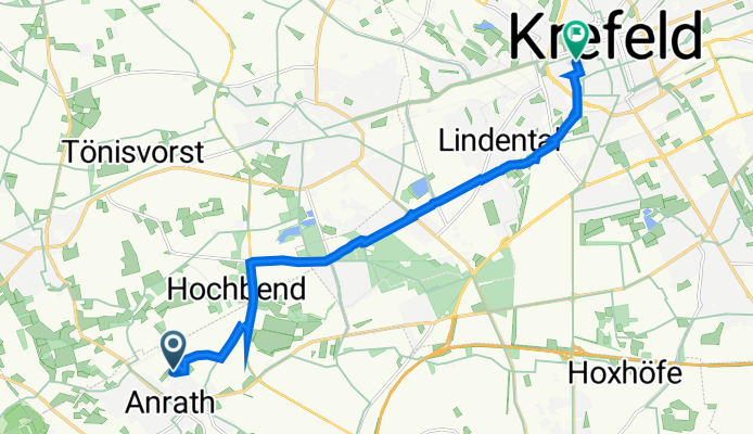 Kehner Straße 79, Willich nach Steinstraße 61, Krefeld