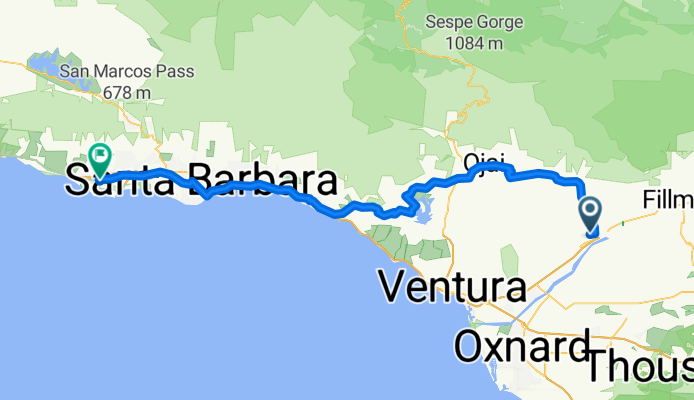 Santa Paula to Goleta via Ojai