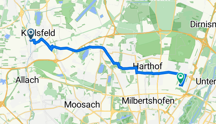 Nikolaus-Lenau-Straße 8, Karlsfeld nach Alois-Wolfmüller-Straße 1, München