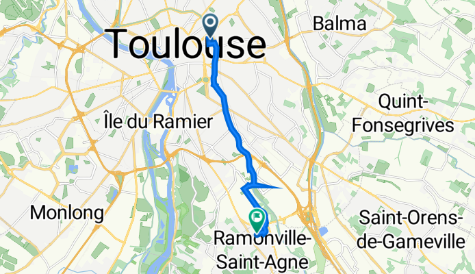 4 Place Riquet, Toulouse à 12 Rue des Hirondelles, Ramonville-Saint-Agne