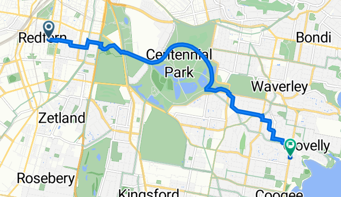 245 Chalmers St, Redfern to 107 Arden St, Coogee