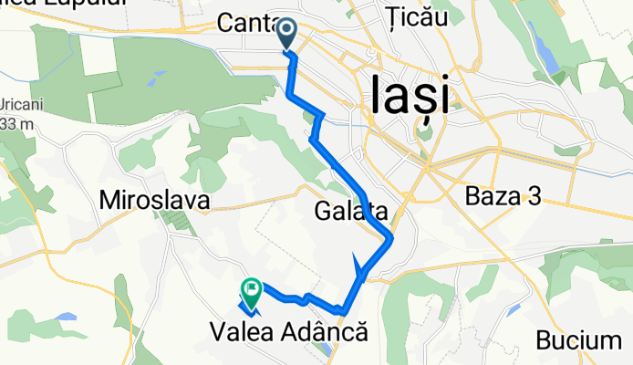Strada Tabacului, nr. 1D, Iaşi to Strada Siretului, Miroslava