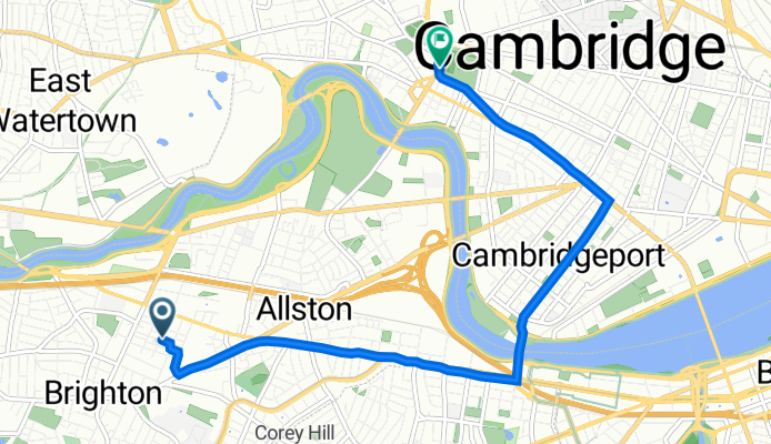 56 Etna St, Boston to 1435–1443 Massachusetts Ave, Cambridge
