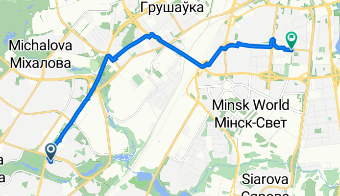 маршрут из проспект Дзержинского 115, Минск