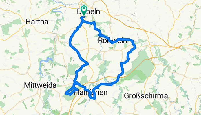 Döbeln-Massanei-Greifendorf-Rossau-Hainichen-Kaltofen-Striegistal-Marbach-Gleisberg-Roßwein-Döbeln