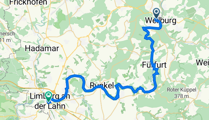 Mauerstraße 5, Weilburg nach Werner-Senger-Straße 15, Limburg an der Lahn