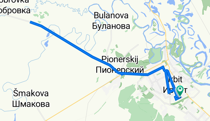 От улица Декабристов 58, Ирбит до улица Декабристов 54, Ирбит