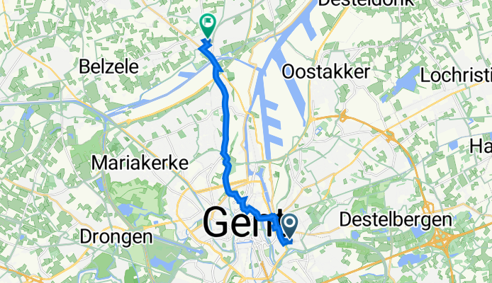 Bouwmeestersstraat 2, Gent naar Fortune de Kokerlaan 11, Evergem