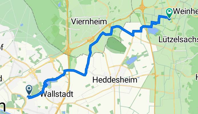 Talstraße 139, Mannheim nach Imolastraße 78, Weinheim