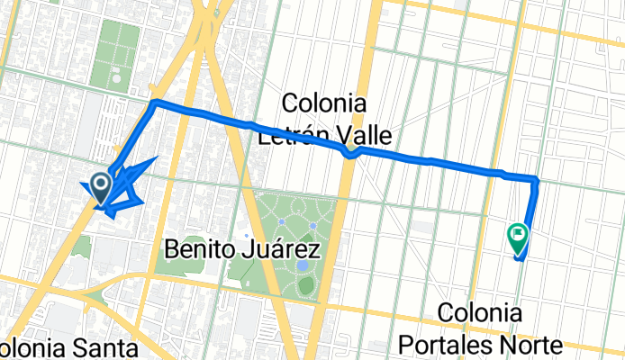 De Avenida Universidad 754, Ciudad de México a Necaxa 130, Ciudad de México