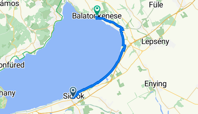 Hock János köz 2, Siófok nach Béri Balogh Ádám tér 9, Balatonkenese