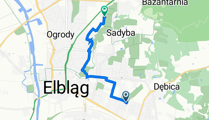 Kolejowa 29, Elbląg do Stanisława Moniuszki 25, Elbląg