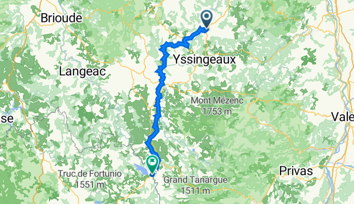 Route du Pont Suspendu 270, Beauzac nach Boulevard de Gaulle 10, Langogne