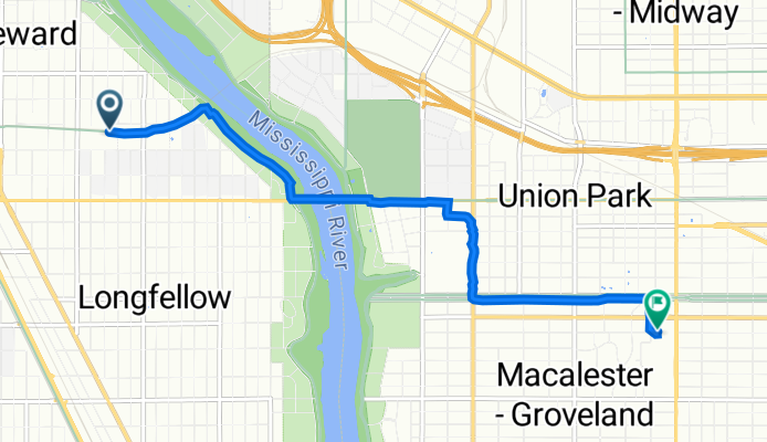 Longfellow, Minneapolis to 90 Macalester St, Saint Paul