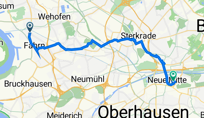 Friedrich-Ebert-Straße 45, Duisburg nach Centroallee 267, Oberhausen