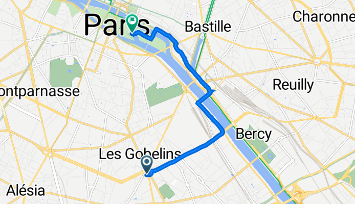 26 Place d'Italie, Paris nach 1 Quai aux Fleurs, Paris