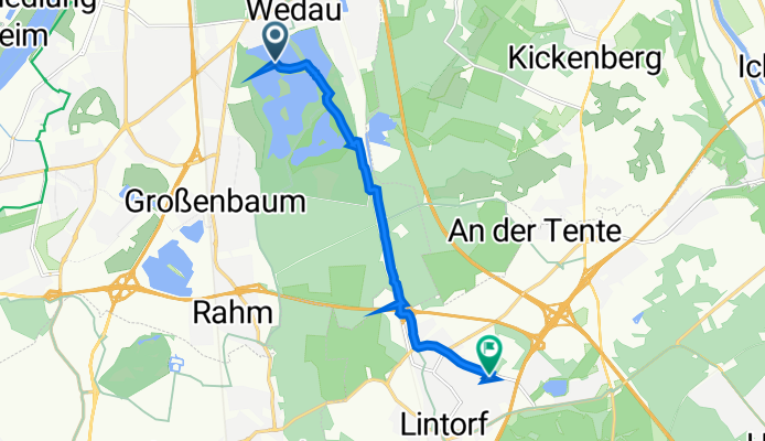 Süd, Duisburg nach Biber Weg 6, Ratingen