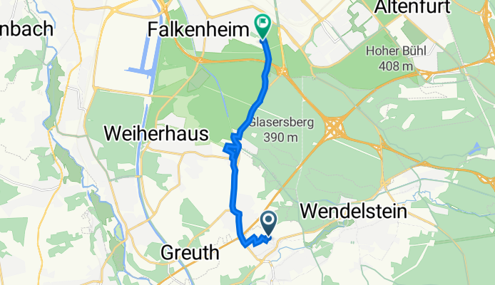 Porschestraße 7, Wendelstein nach Kornburger Straße 60, Nürnberg