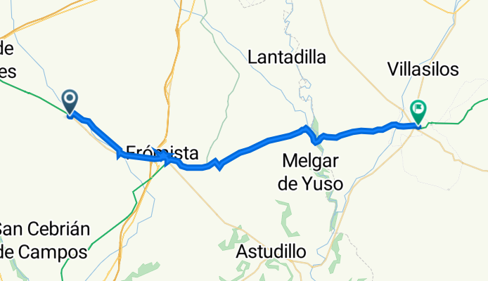Calle de Ramón y Cajal, 14, Villarmentero de Campos nach Calle Real de Poniente, 38, Castrojeriz