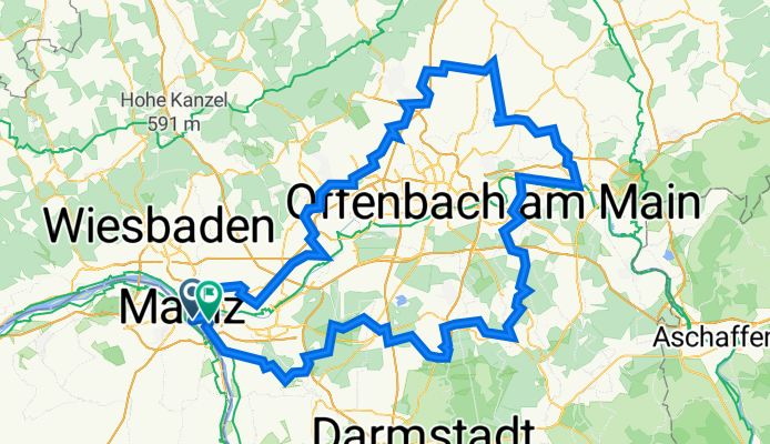 Franziska-Retzinger-Promenade, Wiesbaden nach Im Weiherfeld 2, Ginsheim-Gustavsburg