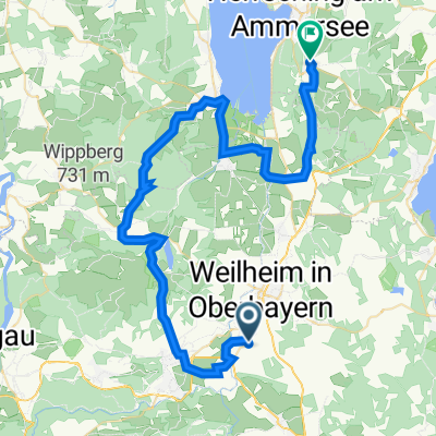 A2b Polling-Berghof-Peißenberg-Wessobrunn-Dießen-Andechs 51,5km 570hm