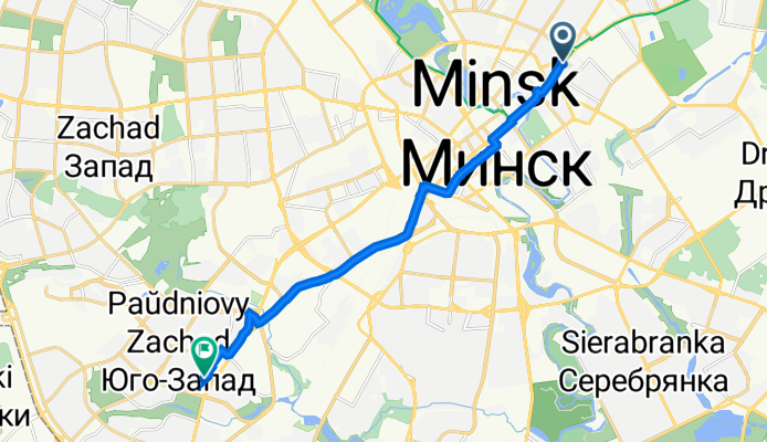 праспект Незалежнасці 48, Мінск to праспект Газеты Праўда 42-58, Мінск