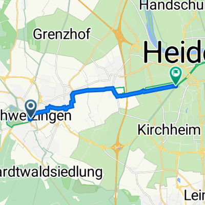 Friedrichstraße 15, Schwetzingen nach Baumschulenweg, Heidelberg
