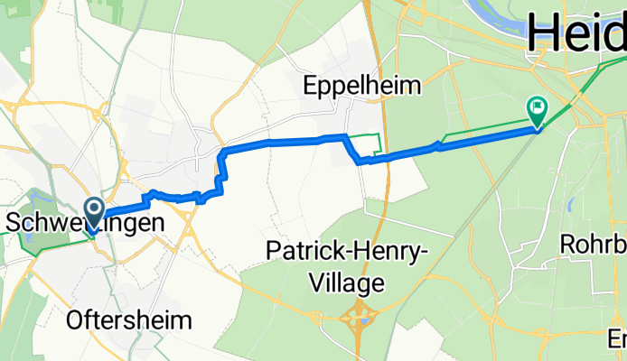 Friedrichstraße 15, Schwetzingen nach Baumschulenweg, Heidelberg