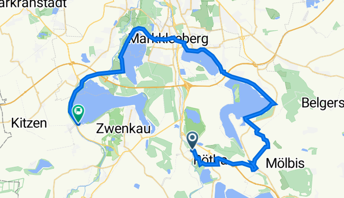 Rötha, Rötha nach Zitzschen, Zwenkau