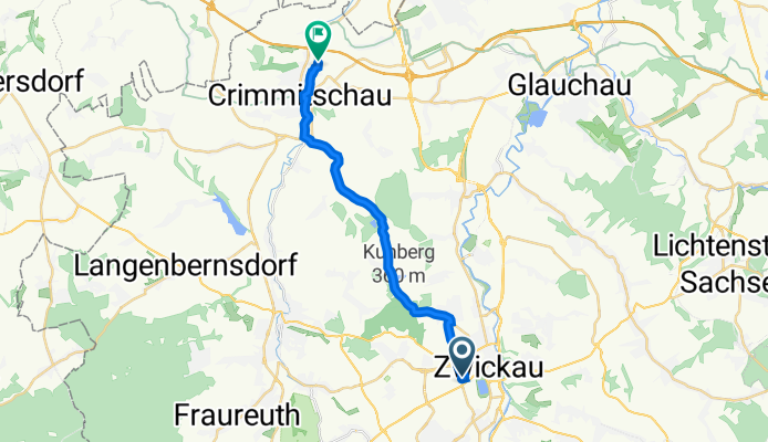 Am Bahnhof 5A, Zwickau nach Kitscherstraße 100, Crimmitschau
