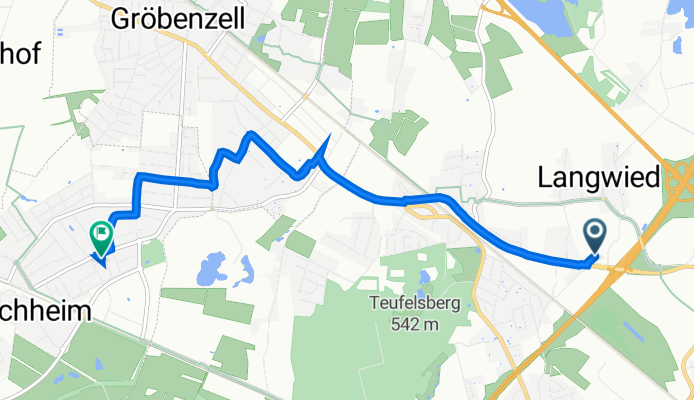 Purpurweidenweg, München nach Lochhauser Straße 58B, Puchheim