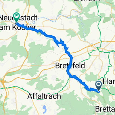 Untere Brettachtalstraße 7, Bretzfeld nach Mühlweg 5, Neuenstadt am Kocher