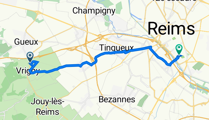 Route de Gueux, Vrigny à 7 Rue Cardinal Suhard, Reims