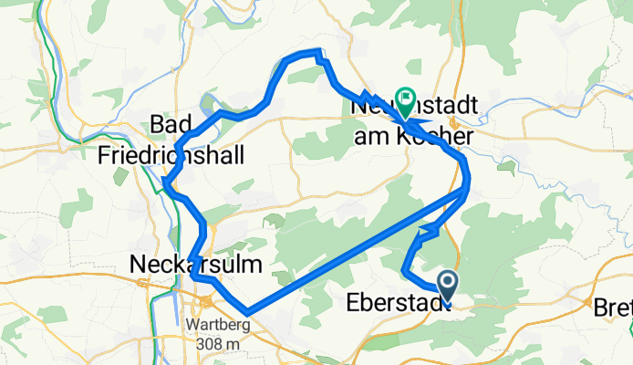 Kleeweg, Eberstadt nach Hauptstraße 69, Neuenstadt am Kocher