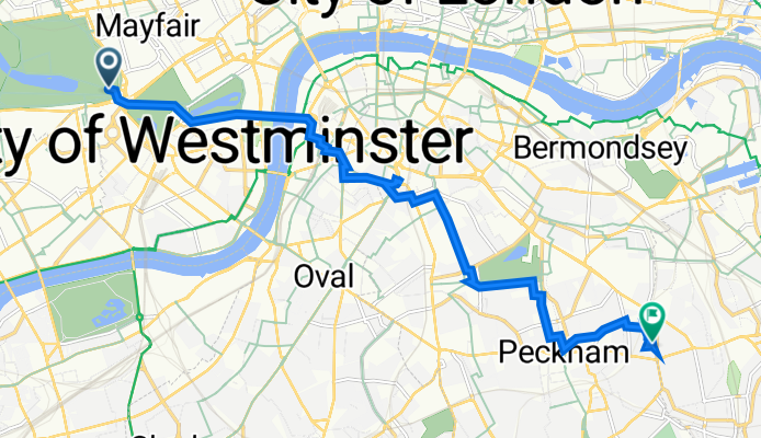 Serpentine Road, London to 18 Coll's Road, London