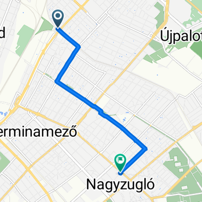 Rákospalotai körvasút sor 10–12., Budapest to Kalapács utca 23., Budapest