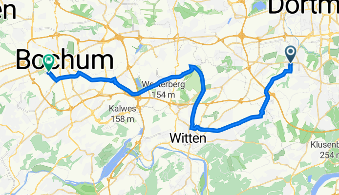 Baroper Bahnhofstraße 13, Dortmund nach Bessemerstraße 30, Bochum