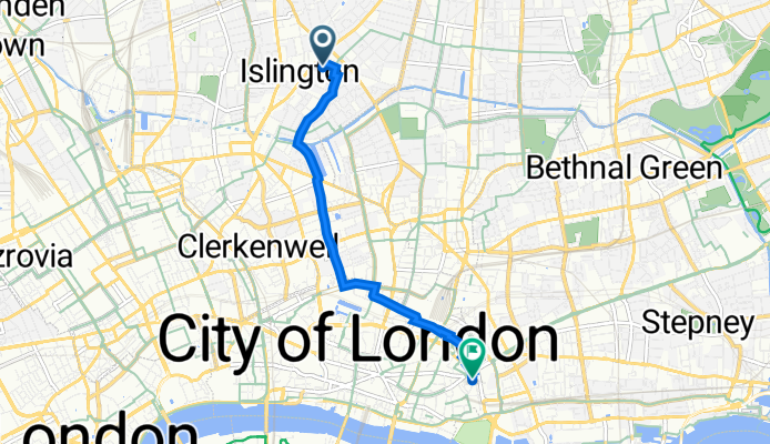 14 Greenman St, London to 5 Dawson House, Jewry St, London