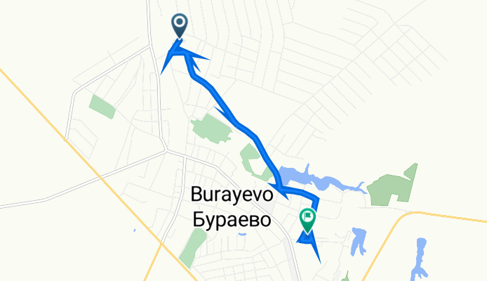 От улица Закирова 3, Бураево до Улица Строителей 19 корпус 1, Бураево
