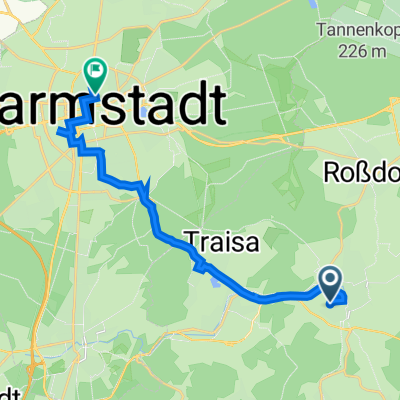 Freiherr-vom-Stein-Straße 3, Ober-Ramstadt nach Schleiermacherstraße 29, Darmstadt