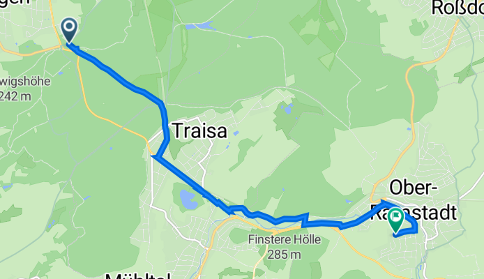 Böllenfalltorweg 10, Darmstadt nach Carlo-Mierendorff-Straße 32, Ober-Ramstadt