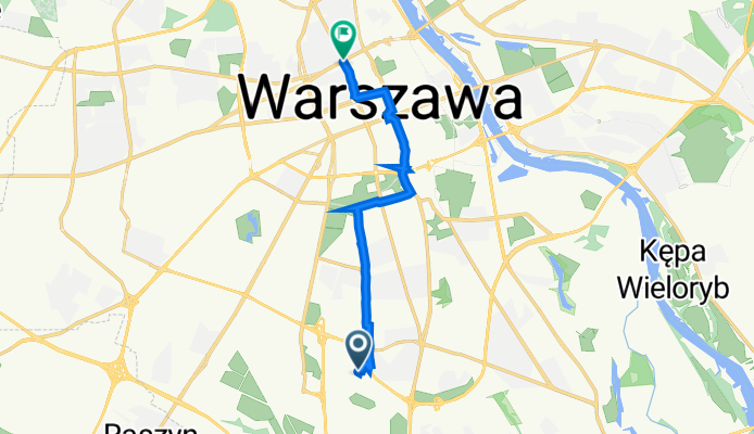 От Obrzeżna 3, Warszawa до aleja "Solidarności" 119/125, Warszawa