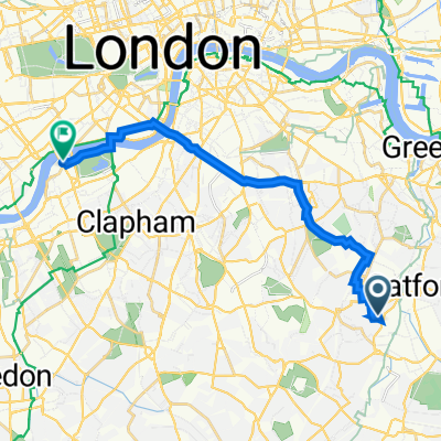 6 Broxted Road, London to Sackler Building, 14 Howie St, London