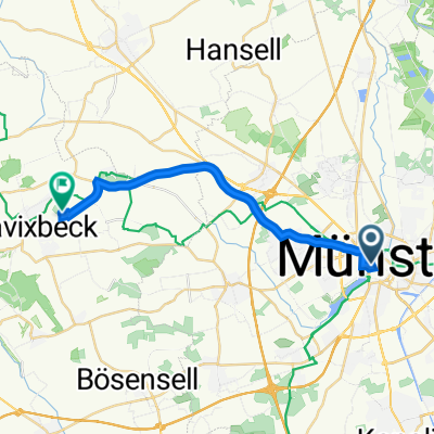 Universitätsstraße 14-16, Münster nach Hohenholter Straße 25, Havixbeck