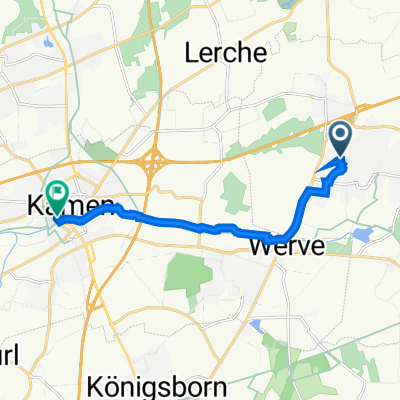 Friedhofstraße 43, Bönen nach Koppelstraße 15, Kamen