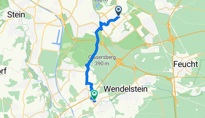 Thomas-Mann-Straße 50, Nürnberg nach Rieterstraße 87, Wendelstein