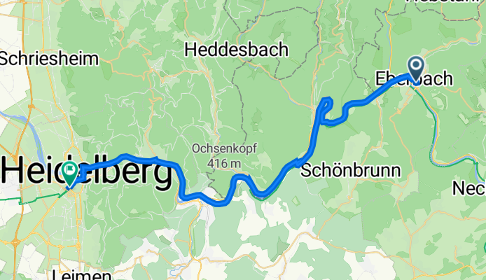 Neuer Markt 16, Eberbach nach Ringstraße 37, Heidelberg