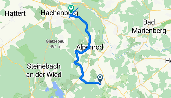 Bahnhofstraße 3, Rotenhain nach Tilsiter Straße 2, Hachenburg